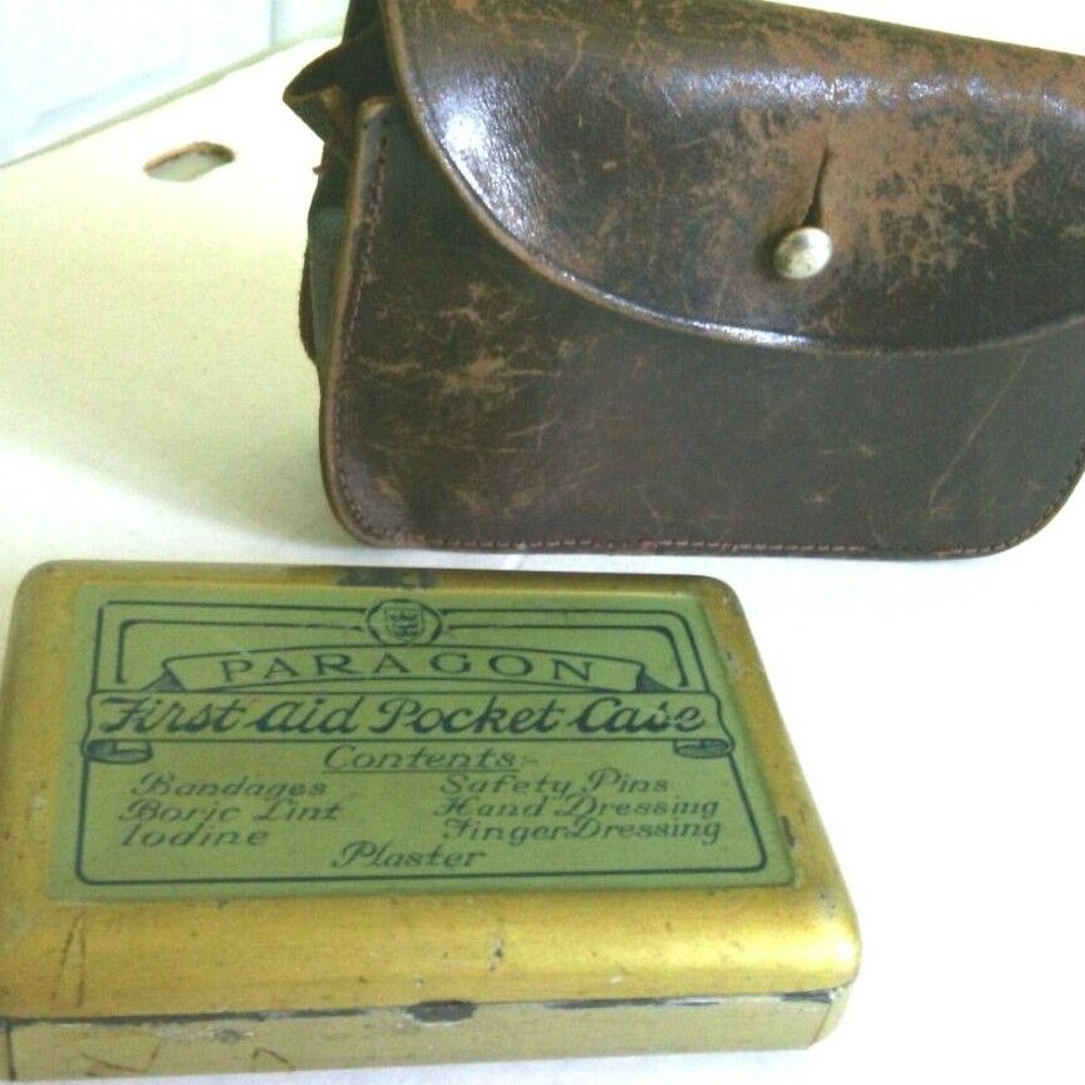 Vintage 1930s Pocket Paragon First Aid Kit Pocket Case Bukta Soft Leather Case
